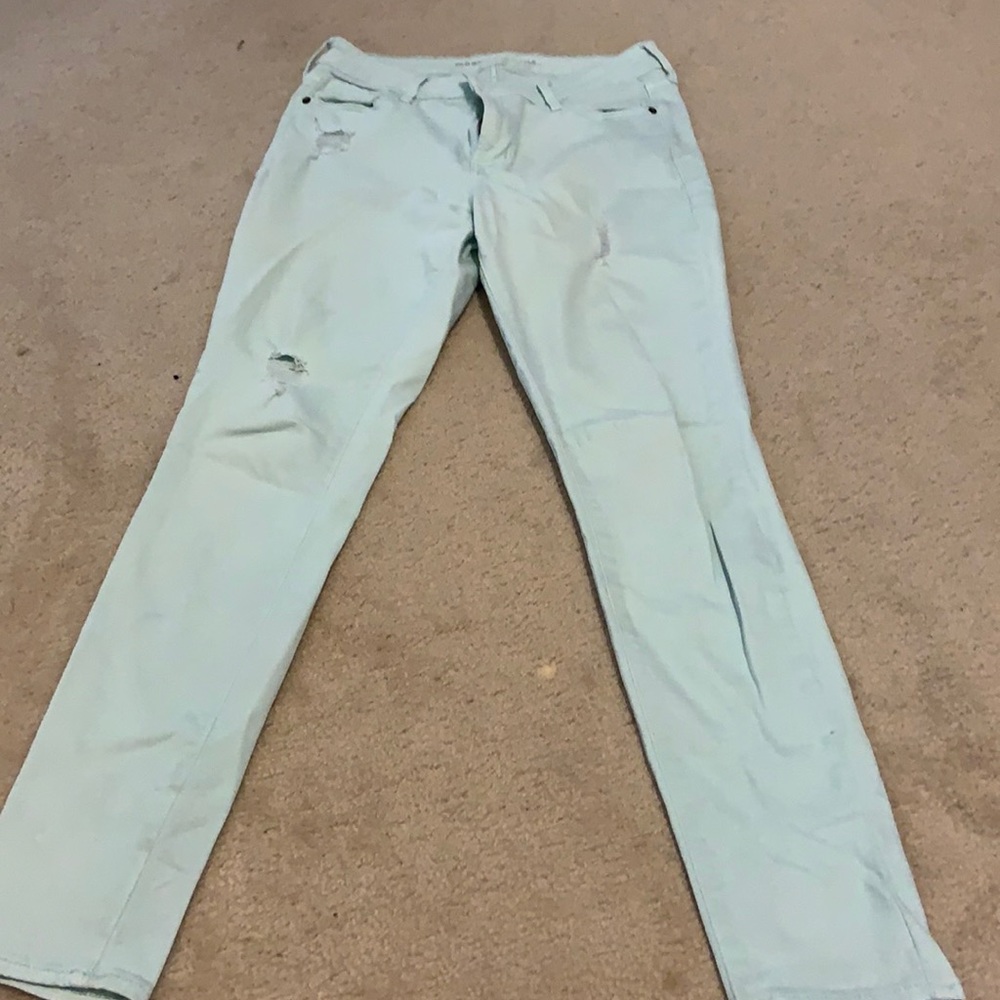 Teal "mini rip" Jeans